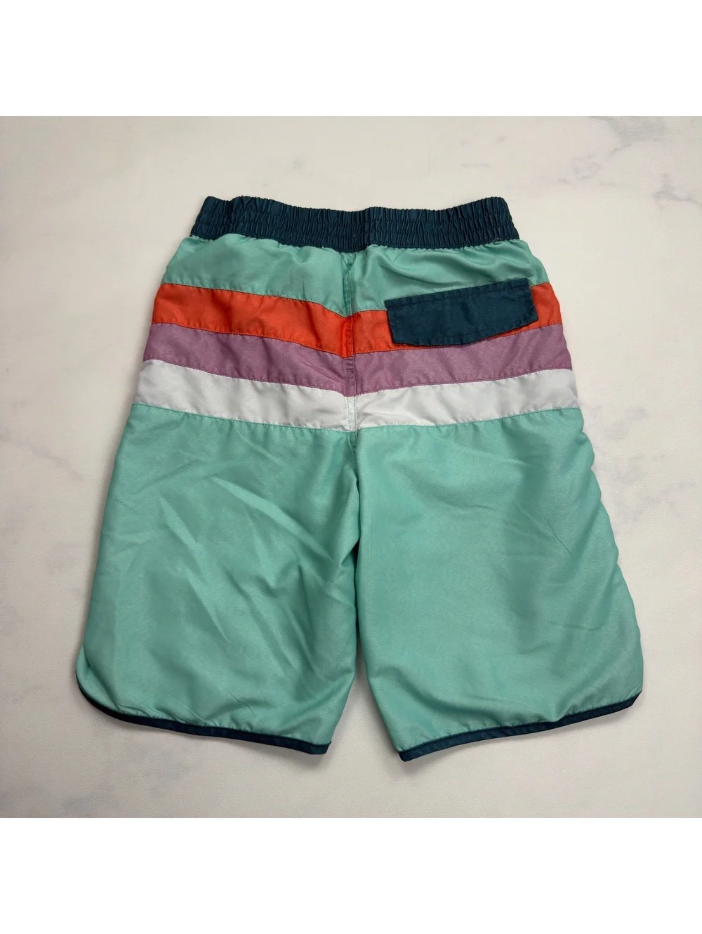 kidpik Swim Trunks Colorblock Striped Elastic Waist - Boys L